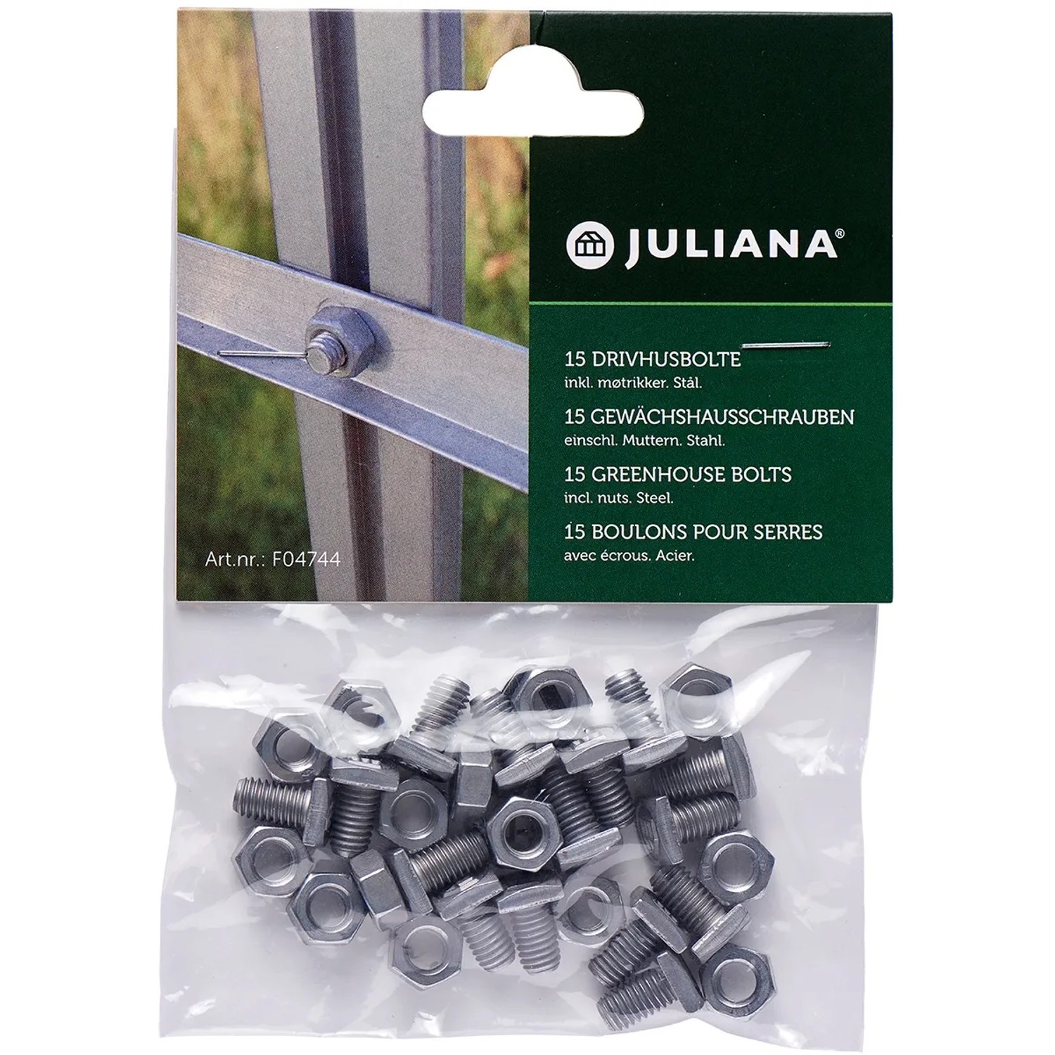 Juliana Standardschrauben, 15 Stück Stahl, für Gewächshaus-Zubehör.