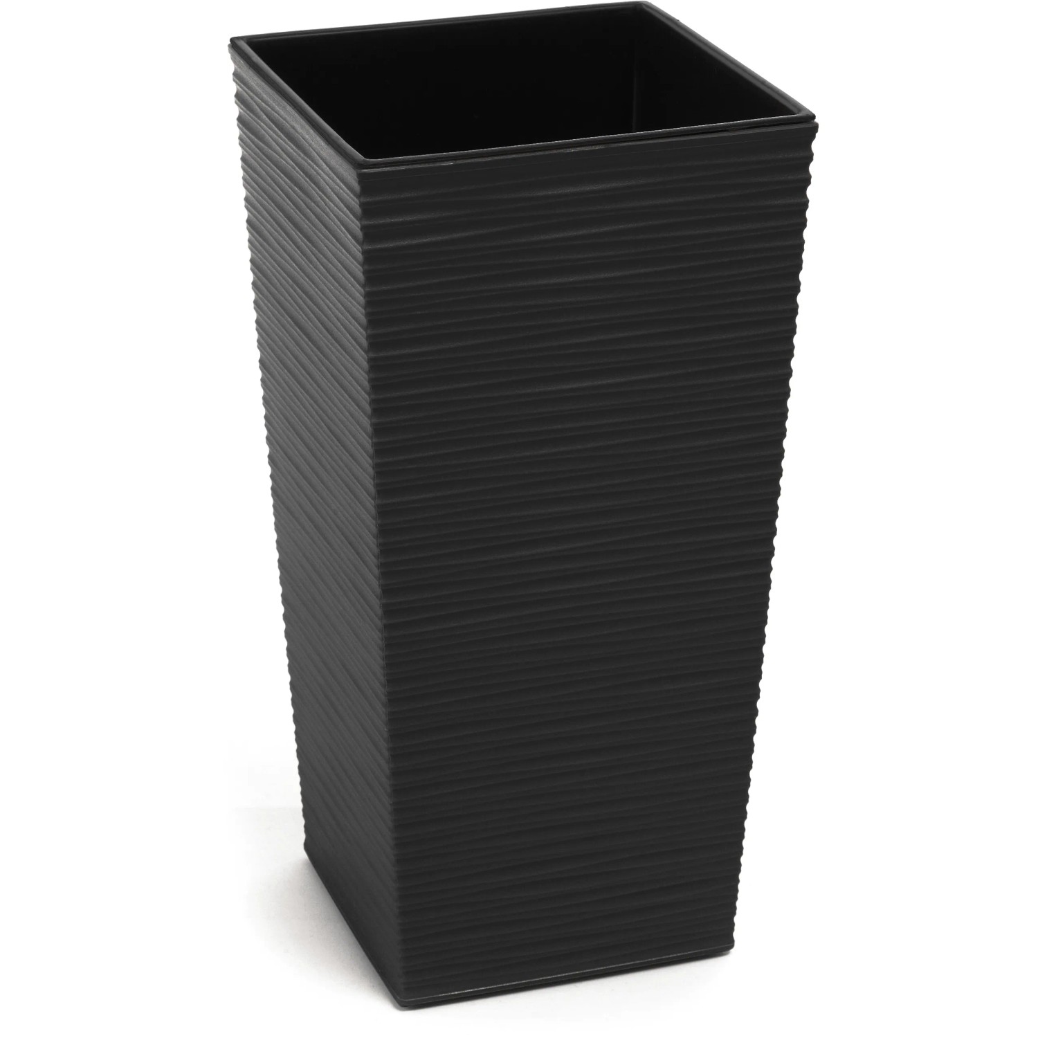 Schwarze, geriffelte Orbis Finezja Dluto Pflanzsäule aus Kunststoff, 75x40x40 cm.