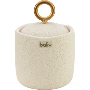 Dekorative Dose Cosy Wave von baliv in Creme-Gold aus Polyresin und Metall.