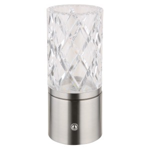 Globo Tischleuchte Lunki, 19 cm, Nickel matt, mit Acrylglas-Schirm.