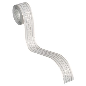 A.S. Création selbstklebende Borte Mäander, 5 m, grau-metallic. Dekorativ und einfach anzubringen.