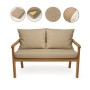 Beige Bankauflage mit 2 Rückenkissen für 2-Sitzer Gartenbank. Sitzkissen Set für mehr Komfort.