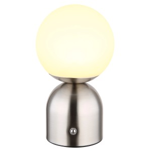Globo Tischleuchte Julsy, Nickel matt, 21 cm. LED-Tischlampe mit Touchdimmer.