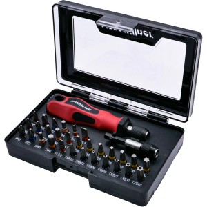 HM Müllner Bit-Set, 32-teilig mit Drehgriff in Kunststoffbox. Schraubendreher-Bits für Werkstatt und Haushalt.