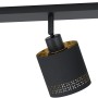Eglo Esteperra 3er Spot, schwarz-goldene Deckenleuchte mit Textilschirm und Cut-Outs.