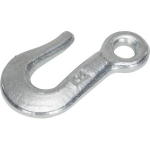 Verzinkter Abschlepphaken, 70x45 mm, für Drahtseile bis 150 kg belastbar.