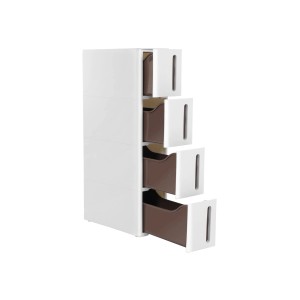 Songmics Nischenregal mit 4 Schubladen, weiß und braun, ideal für kleine Räume.