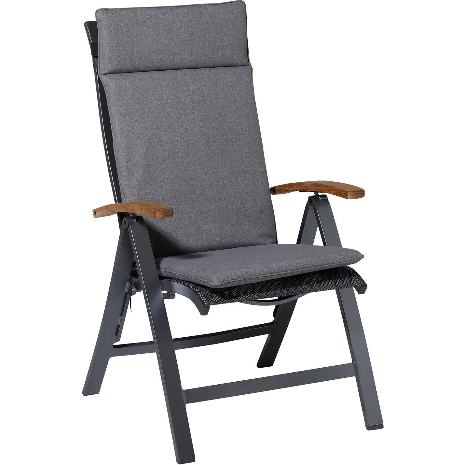 Madison Hochlehner Auflage, Oxford Grey, 120x50cm. Gartenstuhlauflage für hohen Sitzkomfort.