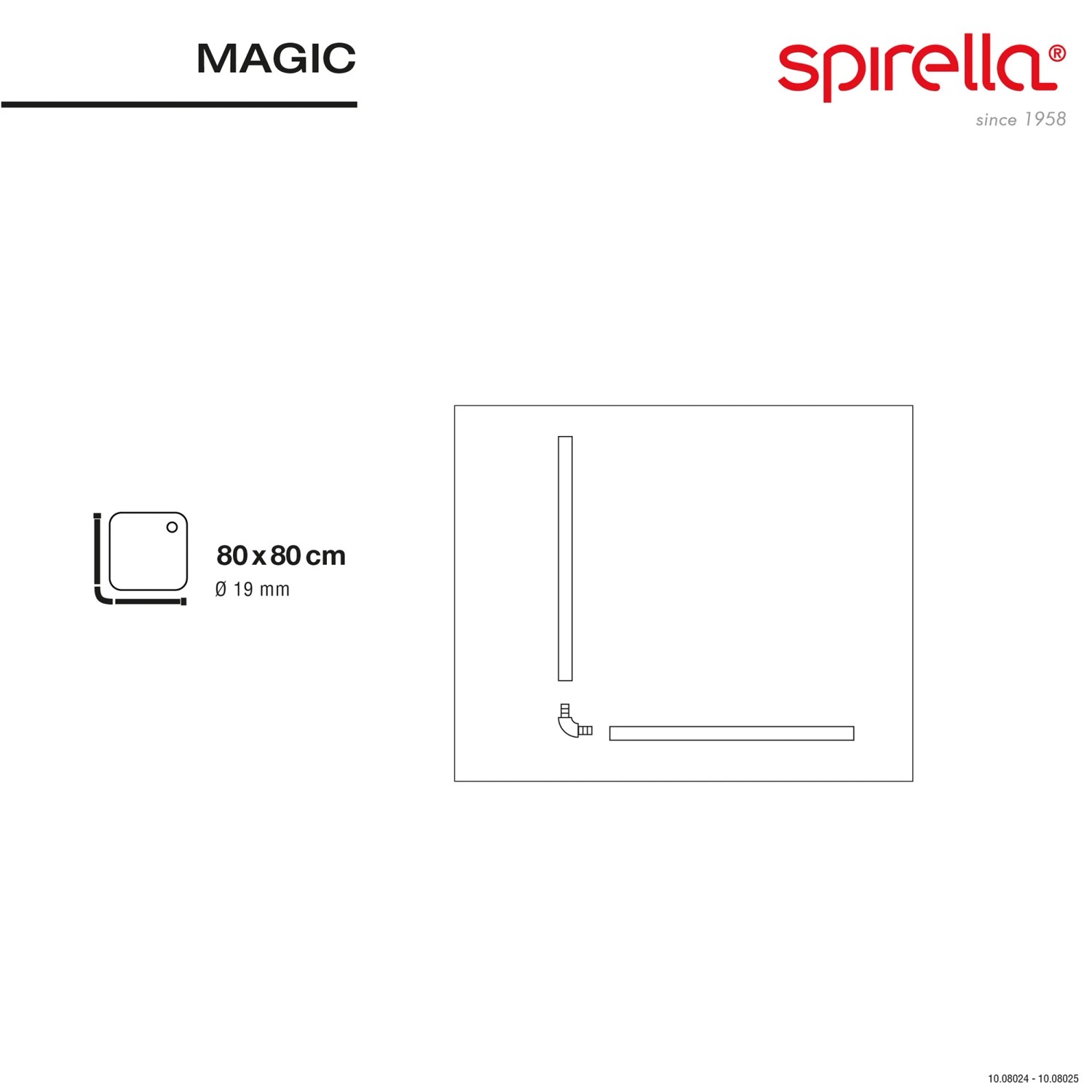 Spirella Magic Duschstange, 80x80 cm, Chrom, für Eckduschen.