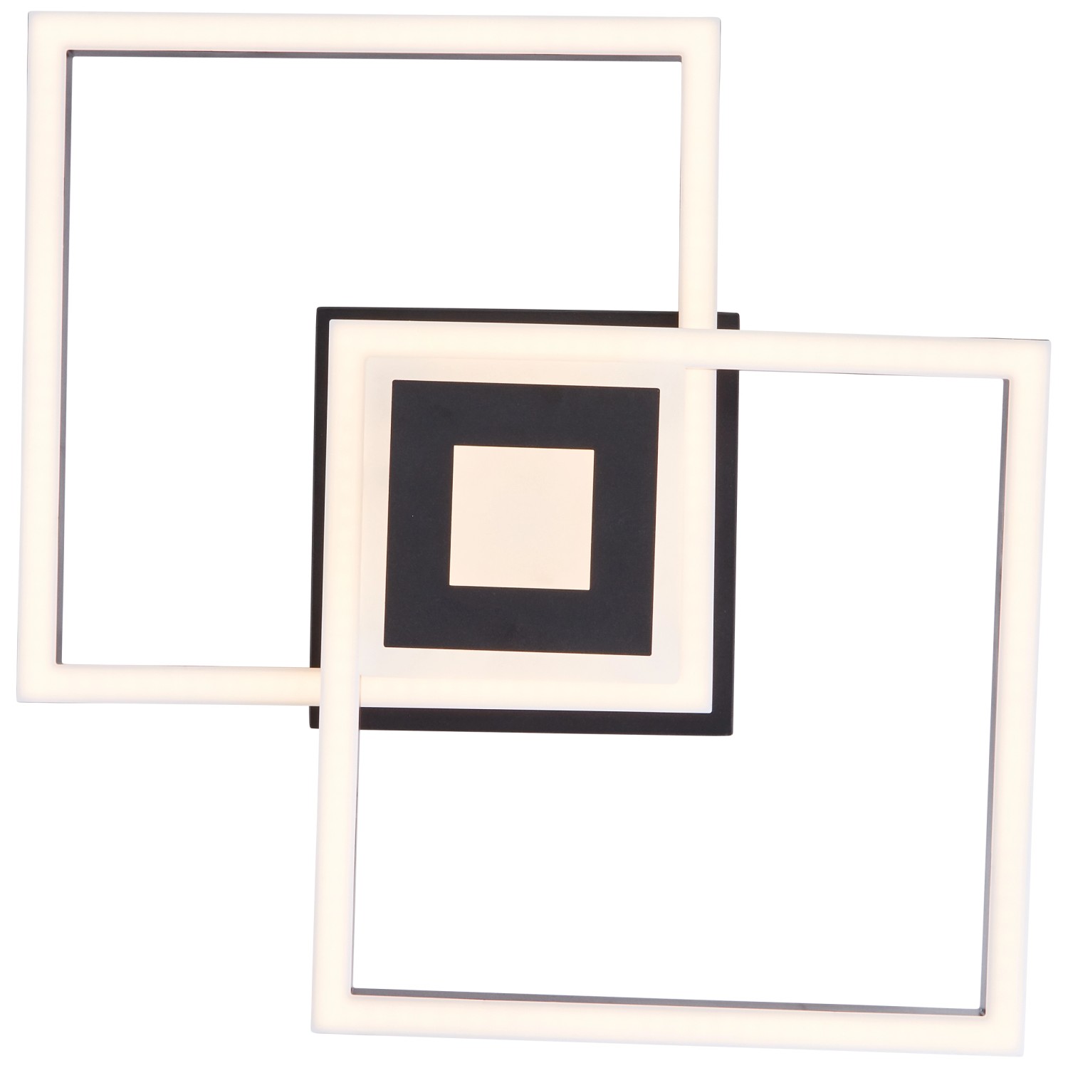 Moderne, schwarze LED-Deckenleuchte Lenora, 40x40 cm, mit schwenkbaren Elementen für flexible Beleuchtung.