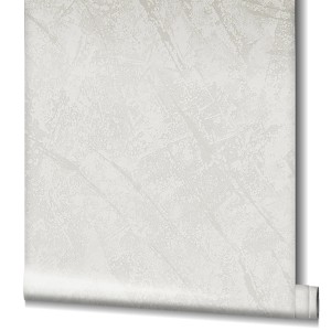 Vliestapete La Veneziana III in Grau mit Putzstruktur und Metallic-Akzenten.