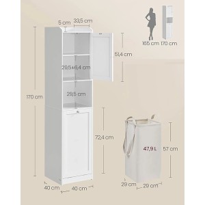 Songmics Badezimmerschrank Siren mit Wäschesammler und Offenem Fach Weiß