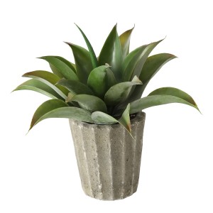 Boltze Aloe Vera Kunstpflanze im grauen Topf, 50cm hoch. Dekorative Zimmerpflanze.