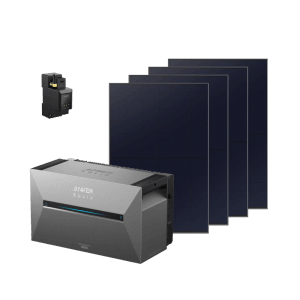Anker Solix Balkonkraftwerk-Set mit Solarbank, 4 Solarpanels und Smart Meter.