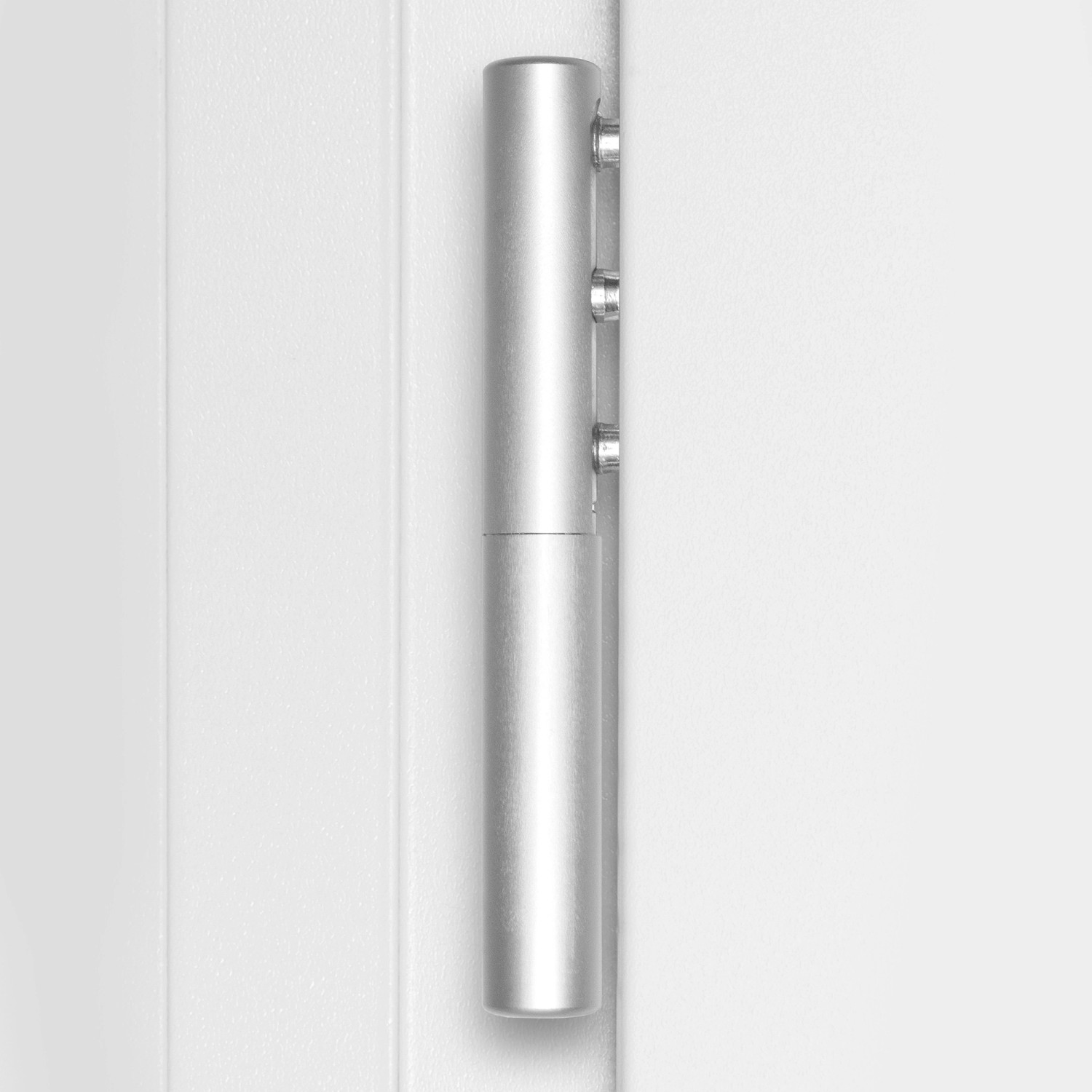 Detailaufnahme: Silberne Türbänder der Sicherheits-Haustür ThermoSpace Prime Palermo RC2.