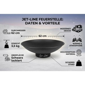 Jet-Line Feuerschale Katar 62 x 21 cm in Matt Lackiertem Schwarz