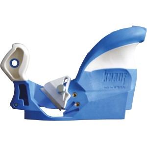 Knauf Duo Plattenhobel für Gipskartonplatten, blau-weiß.