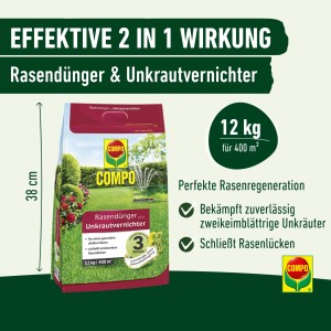 Compo Rasendünger plus Unkrautvernichter 12 kg für 400 m²