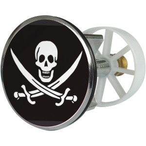 Waschbeckenstöpsel mit Totenkopf-Design, 38mm, Metall. Ventilstopfen für Excenter-Ablaufgarnituren.