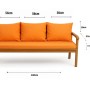 Orangefarbenes Bankkissen-Set für 3-Sitzer Gartenbank, 140x50 cm + 2 Rückenkissen.