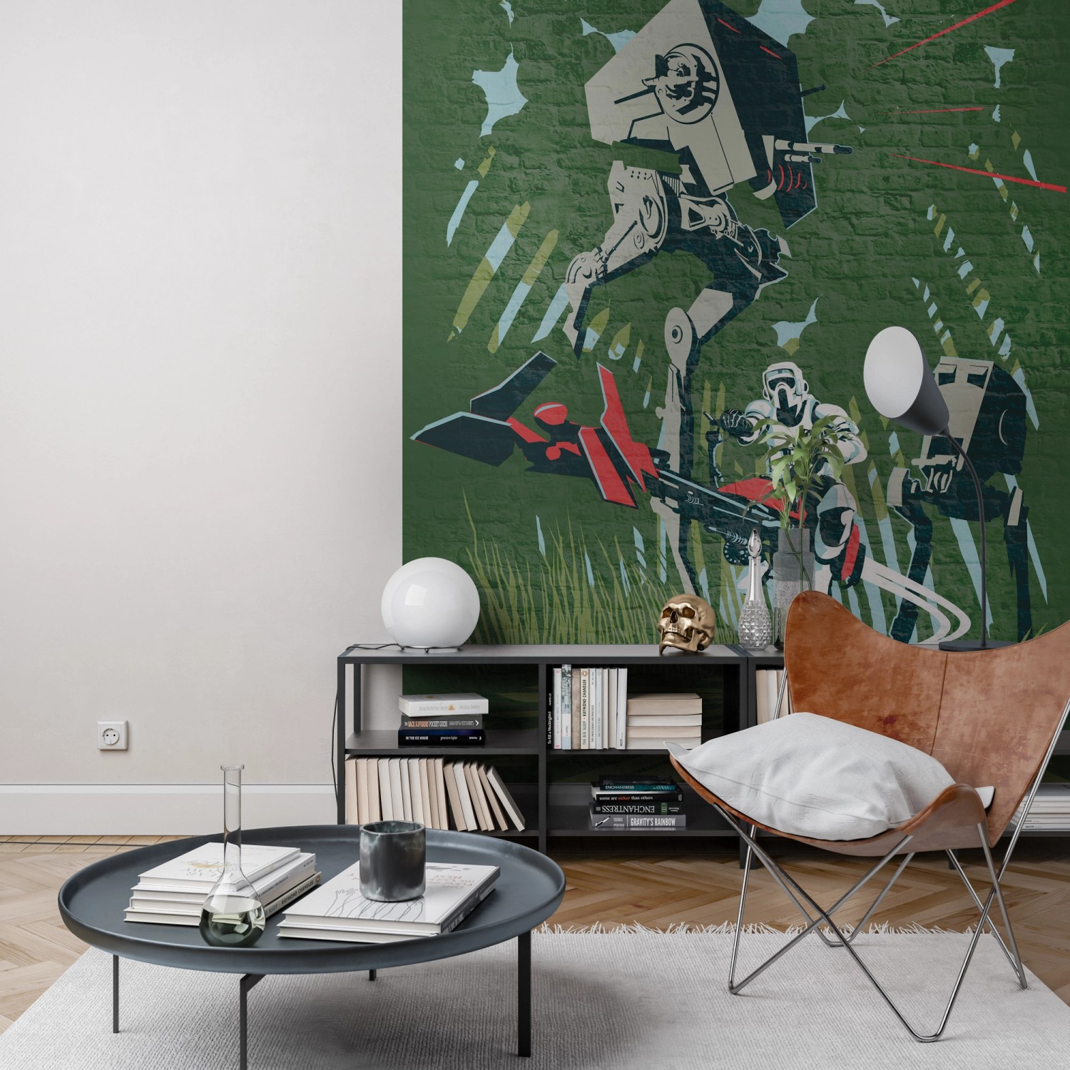 Komar Vlies Fototapete Star Wars Classic Concrete Endor, 200x280 cm, mit Star Wars Motiv im Wohnraum.