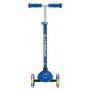 Dunkelblauer Globber Primo Lights Kindertretroller mit 3 Rädern und bunten LED-Leuchtrollen. Höhenverstellbar.
