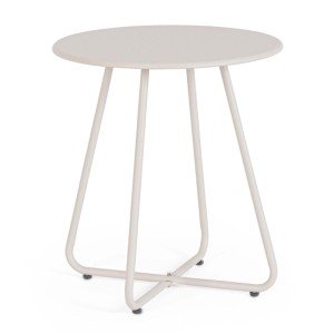 Beiger Gartentisch: Coffetisch Jable mit Stahlgestell für Garten und Terrasse.