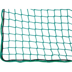 Detailaufnahme: Grünes, elastisches Ladungssicherungsnetz 1,5x2,2m für Anhänger.