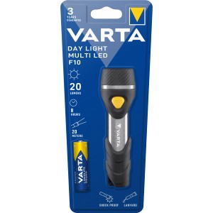 Varta LED-Taschenlampe Day Light Multi LED F10 mit Batterie, robust und stoßfest.