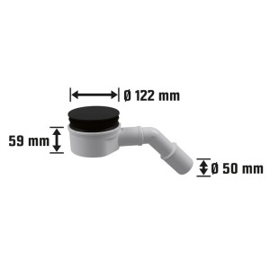 Showerlo.90Ablaufgar. Schwarz, Siphon für Duschablauf mit 90mm Lochdurchmesser.