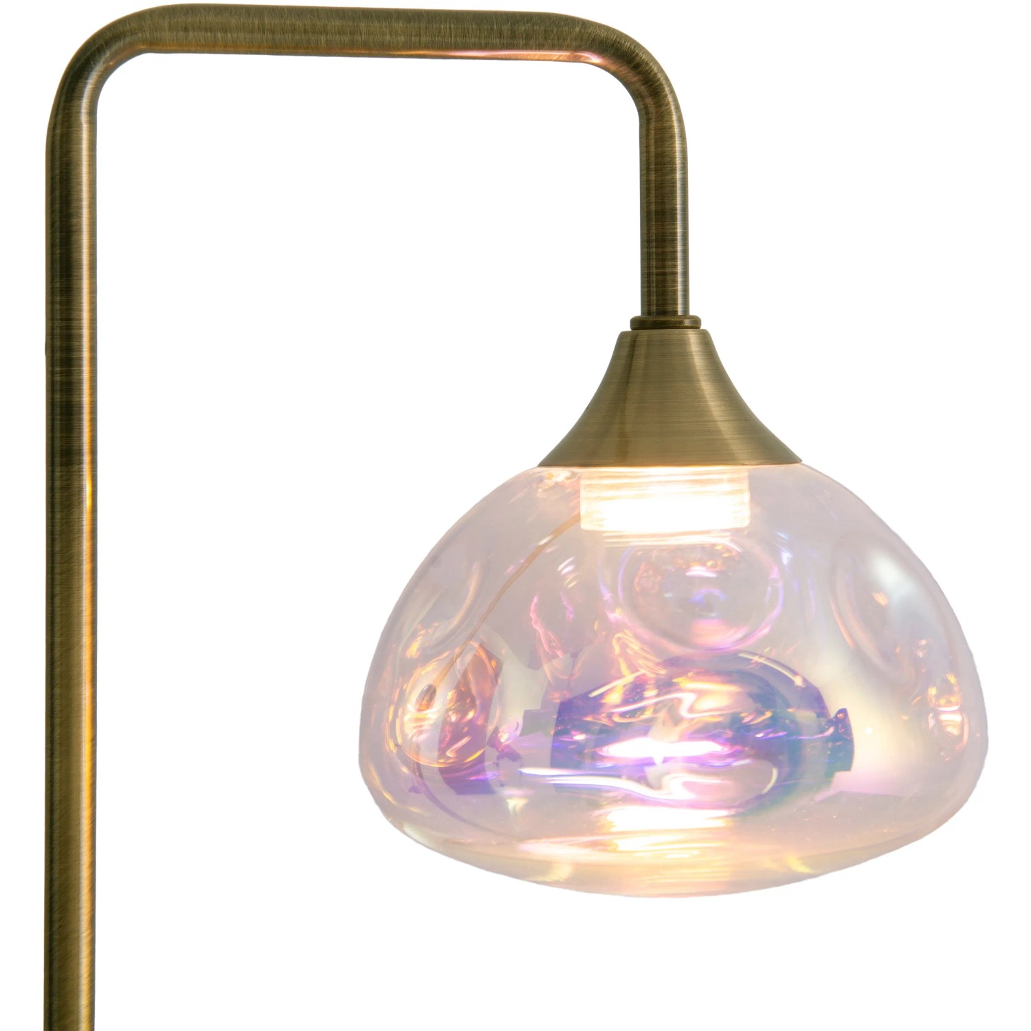 Näve LED-Tischleuchte Varna, 45 cm, mit irisierendem Glas und Messing-Finish.