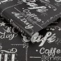Superfresco Easy Vliestapete Coffee Shop mit Kreide-Optik auf schwarzem Grund.