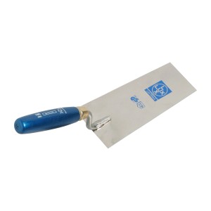 LUX Stuckateurkelle/Putzkelle 160 mm, rostfreier Stahl mit blauem Holzgriff.