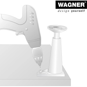 Montage eines schwarzen Wagner Möbelfuß (10 cm) mit Schraubenzieher.