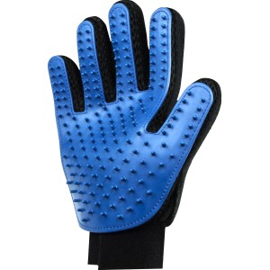 Blauer Fellpflegehandschuh (23x18cm) für Hunde und Katzen mit Noppen zur Fellentfernung.