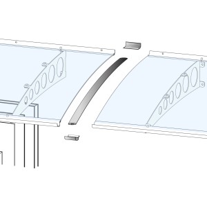 Verbindungsset für Vordach Edelstahloptik 8 cm x 100 cm