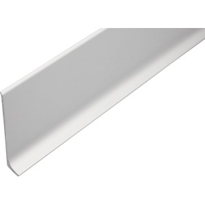 Sockelleiste aus Aluminium, silber eloxiert, 60 mm hoch, wasserfest und selbstklebend.