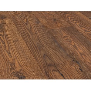 Nahaufnahme von Laminat Saxon Character Bakersfield Chestnut mit Holzstruktur und Fugen.