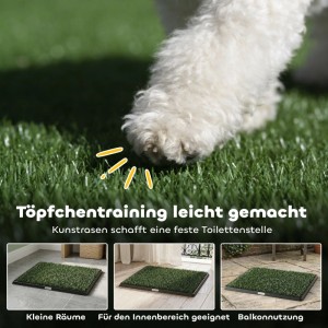 PawHut Hundetoilette aus Kunststoff mit Kunstrasen. Hundepfote auf der grünen Matte. Ideal für Toilettentraining innen & Balkon.