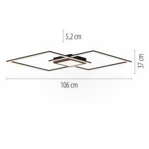 Moderne, schwarze LED-Deckenleuchte Asmin von Just Light, 106x37 cm, mit warmweißem Licht.