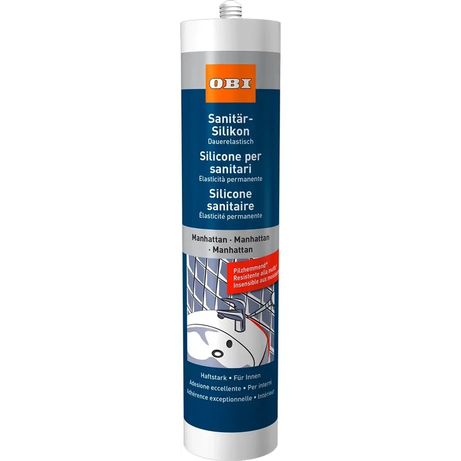 OBI Sanitär-Silikon Manhattan, 310ml Kartusche für Bad, Küche & WC. Dauerelastisch und pilzhemmend.
