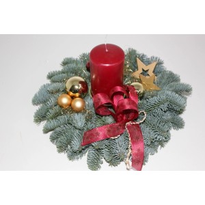 Adventsgesteck Nobilis mit 1 Kerze Ø 32 cm Altrot