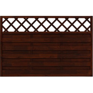 Braunes Sichtschutzzaun-Element Country, 120x180 cm, mit Lattenzaun-Abschluss.