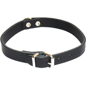 Schwarzes Heim Hundehalsband aus Softleder, 12 mm breit und 32 cm lang.
