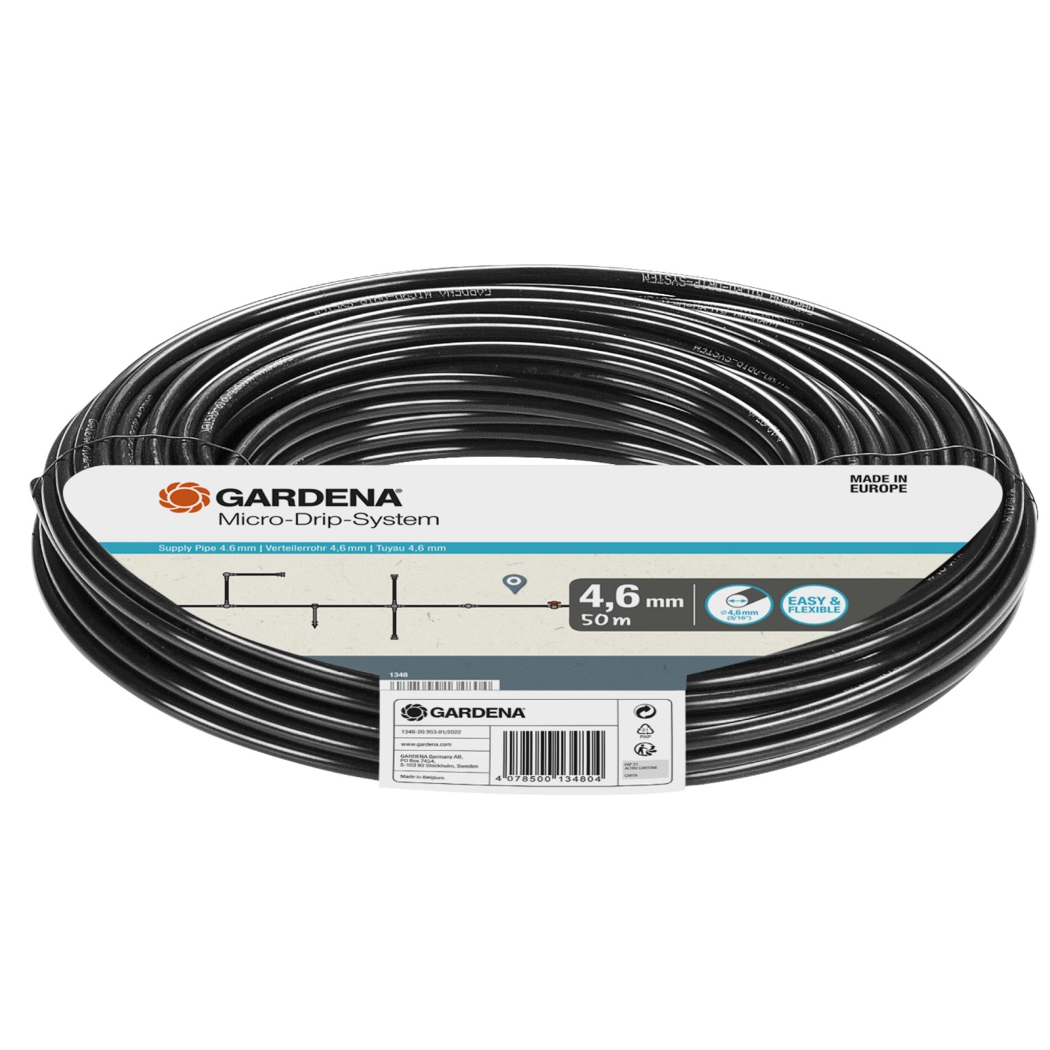 Gardena Verteilerrohr 4,6 mm (3/16), 50m Rolle für Micro-Drip-Systeme.