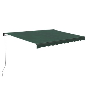 Dunkelgrüne Gelenkarmmarkise Aventura 4x2,5m für Terrasse und Balkon.