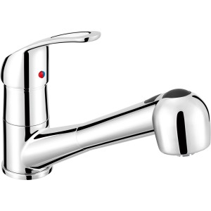 baliv Niederdruck Küchenarmatur KI-1185 N Chrom mit Geschirrbrause, Einhebelmischer.