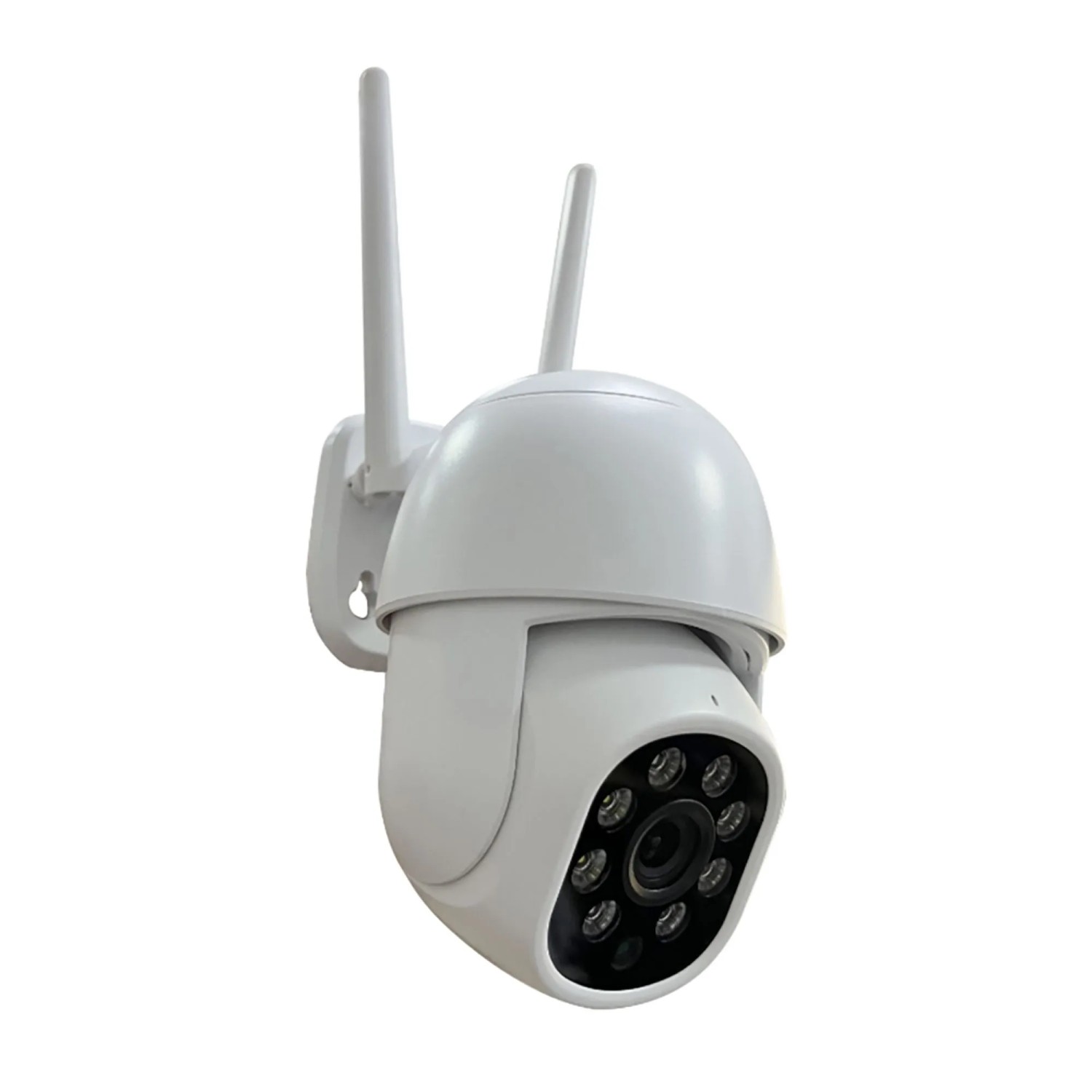 Weiße Technaxx Mini PT Outdoor-Kamera TX-390 mit zwei Antennen und IR-Nachtsicht für Videoüberwachung.
