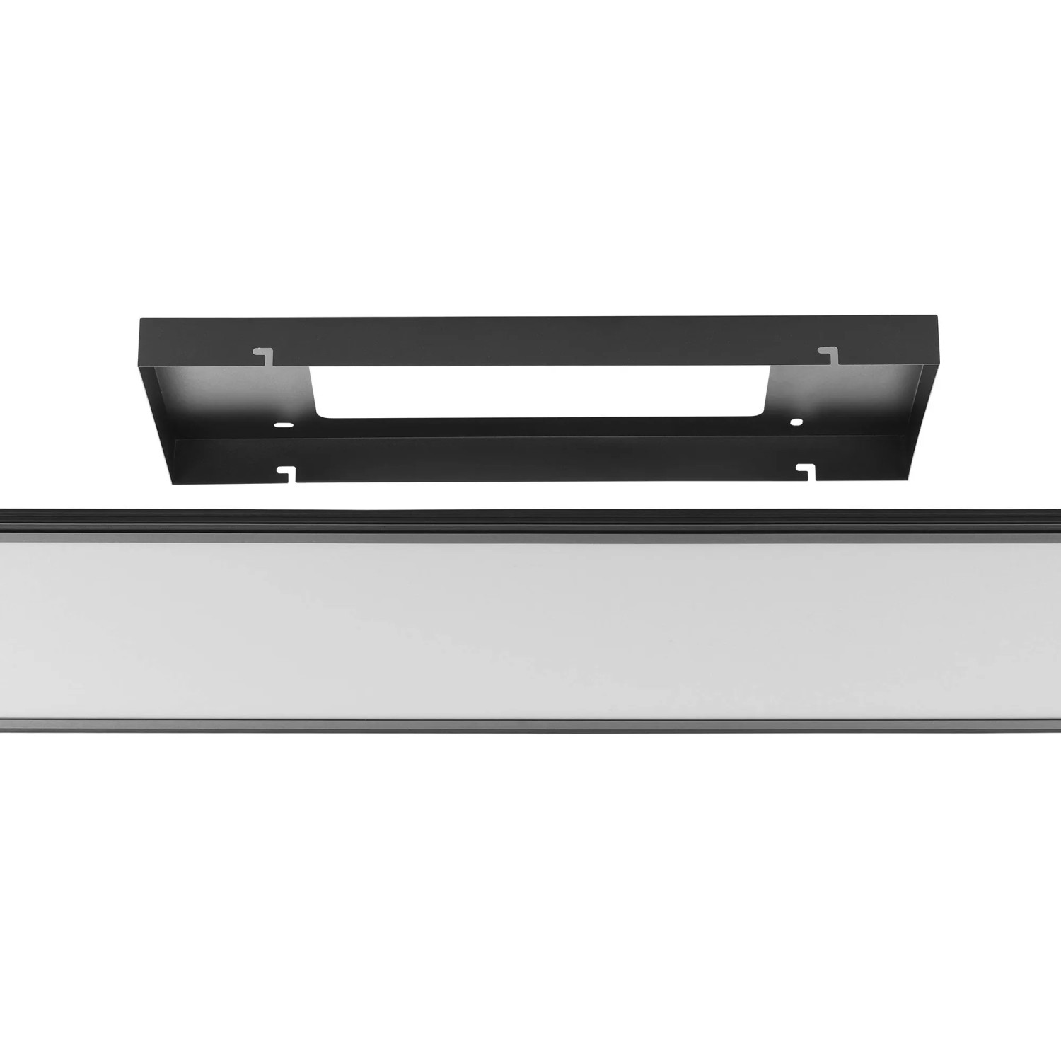 EGLO LED-Panel SALOBRENA 1: Schwarzer Rahmen, weiße Abdeckung, Halterung für Deckenmontage.