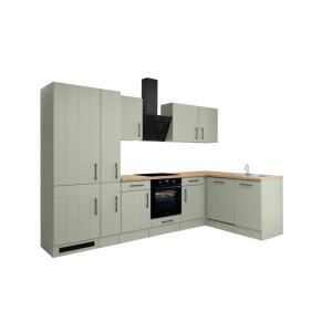 Respekta Winkelküche Anton Landhaus Schilfgrün 310 cm mit Induktionskochfeld